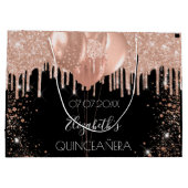 Goldballons aus Quinceanera, schwarze Rose Große Geschenktüte (Rückseite)