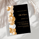 Goldballons aus schwarzem Gold Luxus Sweet 16 Einladung<br><div class="desc">Eine moderne,  stilvolle und glamouröse Einladung zu einer Sweet 16. Geburtstagsfeier. Schwarzer Hintergrund mit goldenen Ballons. Personalisieren Sie Ihren Namen und Ihre Party-Daten und fügen Sie diese hinzu.</div>