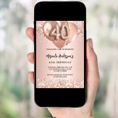 Goldballons der 40. Rose Einladung