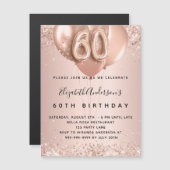 Goldballons der 60. Rose Magnetkarte (Vorne/Hinten)