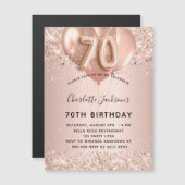 Goldballons der 70. Rose Magnetkarte (Vorne/Hinten)