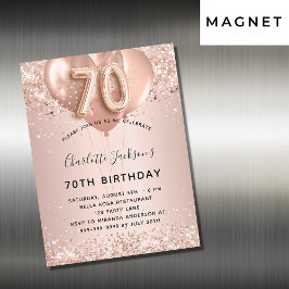 Goldballons der 70. Rose Magnetkarte