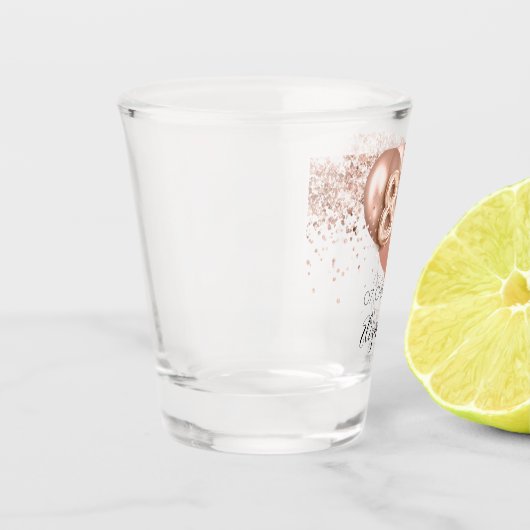 Goldballons der 80. Rose Schnapsglas (Links)