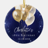 Goldballons der Birthday Marinebahn Glitzer Keramik Ornament (Vorne)