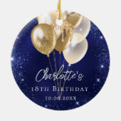Goldballons der Birthday Marinebahn Glitzer Keramik Ornament (Hinten)