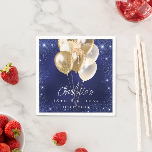 Goldballons der Birthday Marinebahn Glitzer Serviette (Beispiel)