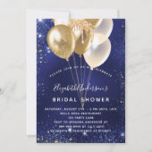 Goldballons der Brautparty-Marine glamourös Einladung (Vorderseite)