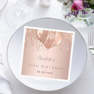 Goldballons der Geburtstagspartei Rose Serviette