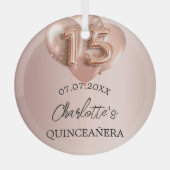 Goldballons der Rose Quinceanera Ornament Aus Glas (Vorderseite)