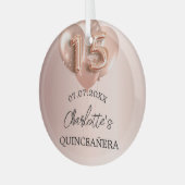 Goldballons der Rose Quinceanera Ornament Aus Glas (Vorderseite links)
