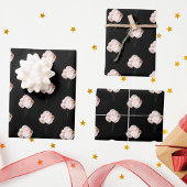 Goldballons der schwarzen Rose zum Geburtstag Geschenkpapier Set