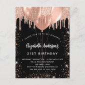 Goldballons der schwarzen Rose zum Geburtstag, Gli Einladungspostkarte (Vorderseite)