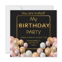 Goldballons. Eleganter Geburtstag