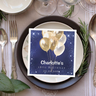 Goldballons für den Marineblau-Glitzer Serviette