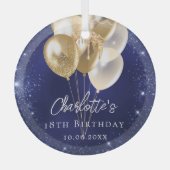 Goldballons für den Navy-Glitzer Ornament Aus Glas (Vorderseite)