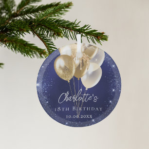 Goldballons für den Navy-Glitzer Ornament Aus Glas