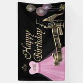 Goldballons, Glas, Absatz, Kleid, schwarz Banner (Vertikal)