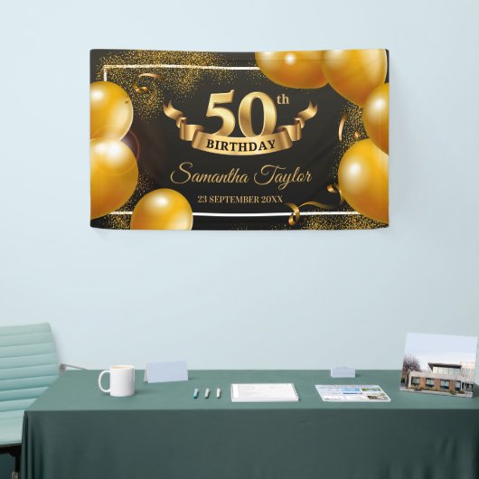 Goldballons Glitzer Glitzern extravagant Banner (Messeveranstaltung)