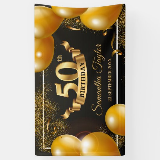 Goldballons Glitzer Glitzern extravagant Banner (Vertikal)