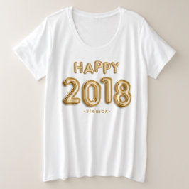 Goldballons glücklich 2018 Personalisiert Große Größe T-Shirt