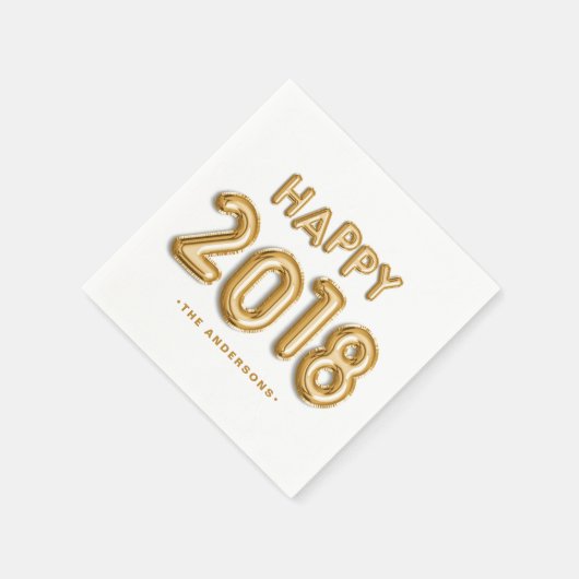 Goldballons glücklich 2018 Personalisiert Serviette (Ecke)