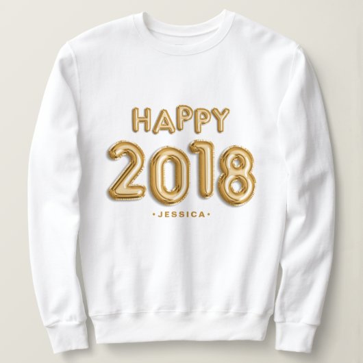 Goldballons glücklich 2018 Personalisiert Sweatshirt (Design vorne)