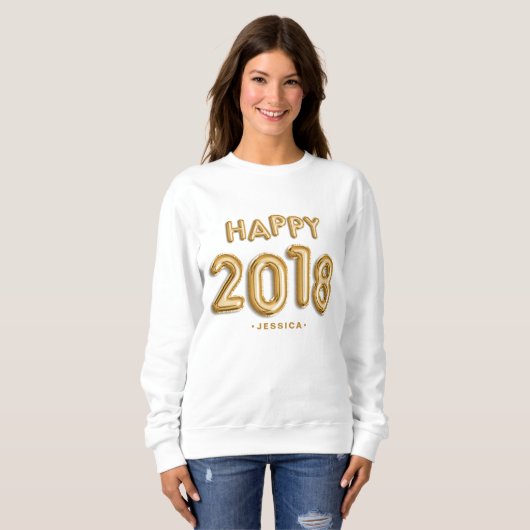 Goldballons glücklich 2018 Personalisiert Sweatshirt (Vorne ganz)