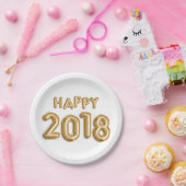 Goldballons glücklich 2018 | Silvesterabend-Party Pappteller (Party)