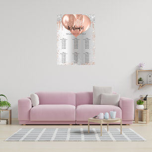 Goldballons mit Silberne Rose Poster
