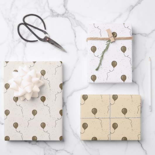 Goldballons und Funkelnd Sky Wedding Geschenkpapier Set (Vorderseite)