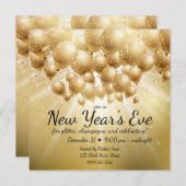 Goldballons und Glitzer Silvester-Party Einladung (Vorne/Hinten)