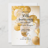 Goldballons zum Hochzeitstag Einladung (Vorderseite)