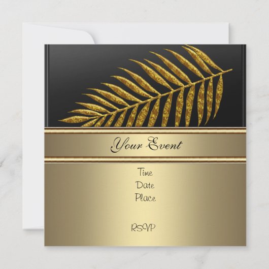 Goldbambus-Blätter Geburtstagsparty Einladung (Rückseite)
