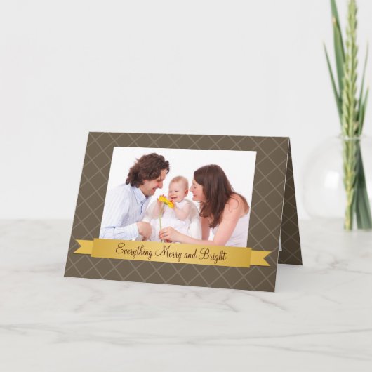 Goldband-Braunband-Foto Feiertagskarte (Vorderseite)