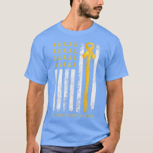 Goldband in einer Flagge Kinderkrebsbewusstsein T T-Shirt