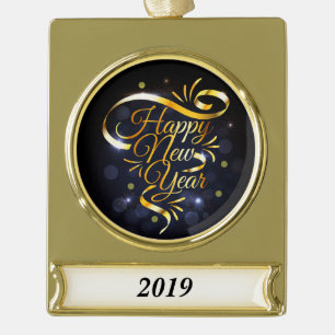 Goldband-neues Jahr Banner-Ornament Gold