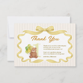 Goldband-Streifen Beary Erster Geburtstag Foto Dankeskarte