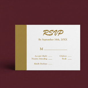 Goldbar Minimalist Modern RSVP Karte