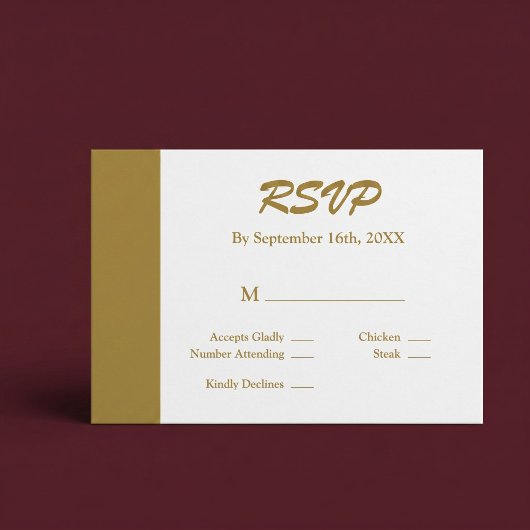 Goldbar Minimalist Modern RSVP Karte