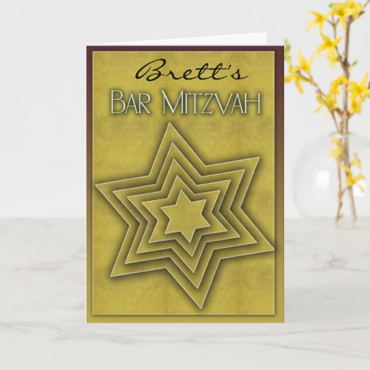 GoldBar Mitzvah/Davidsstern Karte (Gelbe Blume)