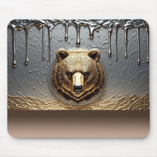 Goldbär-Relief mit Metall-Tropfeffekt 🐻 Mousepad (Vorne)