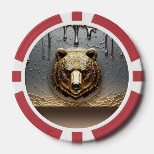 Goldbär-Relief mit metallischem Tröpfcheneffekt 🐻 Pokerchips