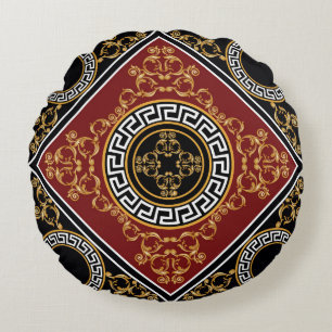 Goldbarock: Griechische Motiv-Illustration. Rundes Kissen