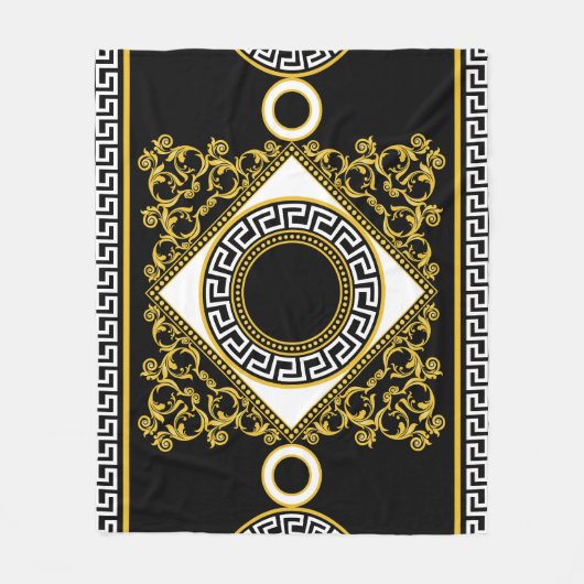 Goldbarock: Griechischer schwarzer Rand Fleecedecke (Vorderseite)