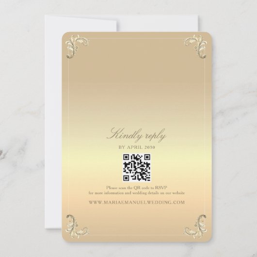 Goldbarock Hochzeit Einladung (Rückseite)