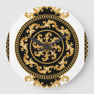Goldbarock, Ketten, schwarze Dekoration Große Wanduhr