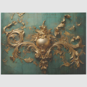 Goldbarocke Ornamente türkisfarbenes Grün Vintag Seidenpapier