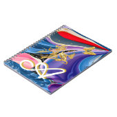 Goldbarren-Blume Monogramm flüssig Abstrakt Notizblock (Linke Seite)