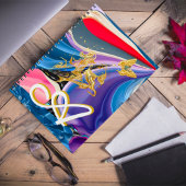 Goldbarren-Blume Monogramm flüssig Abstrakt Notizblock