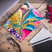 Goldbarren-Blume Monogramm flüssig Abstrakt Notizblock